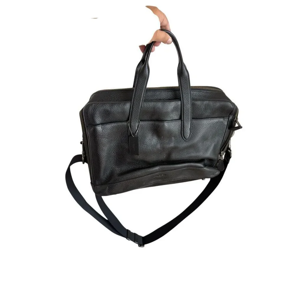 Coach Unisex Black Pebbled Leather Hamilton Business Travel Briefcase OS